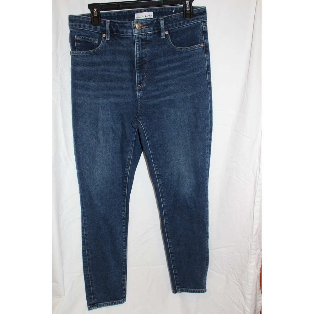 Loft High Waist Skinny Ankle Jeans Dark Wash Blue Denim Size 8 29